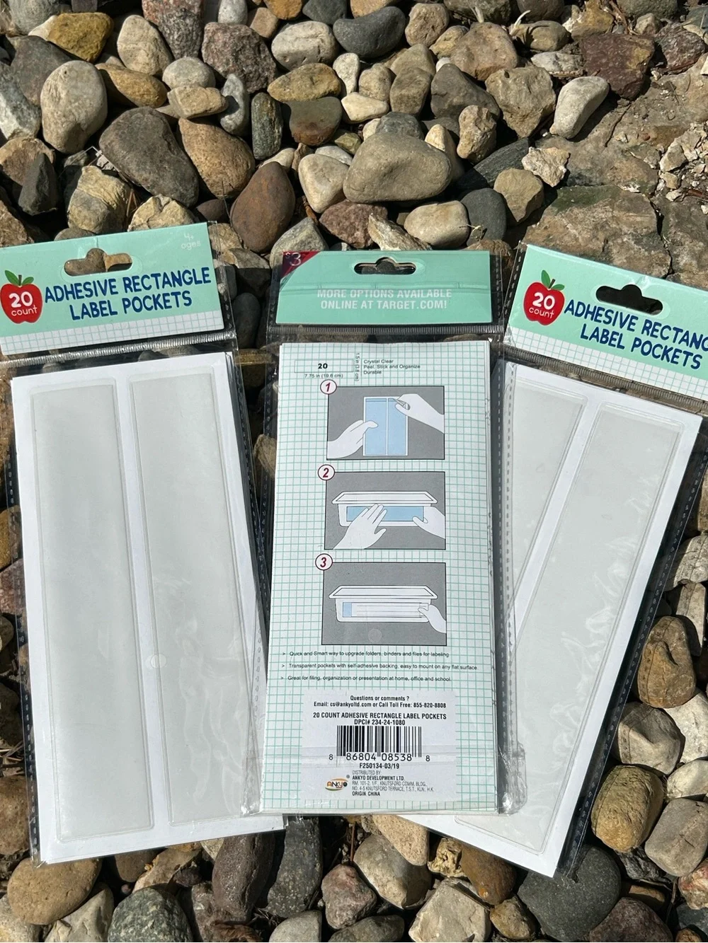 Target Bullseye Playground Clear Adhesive Label Pockets 20 Count - Set of 3  NEW